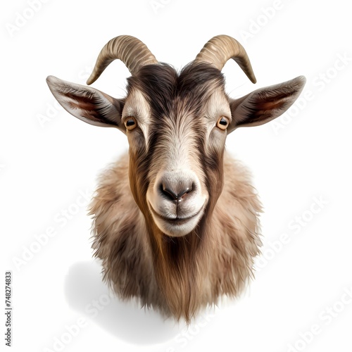 Goat face shot isolated on transparent background cutout