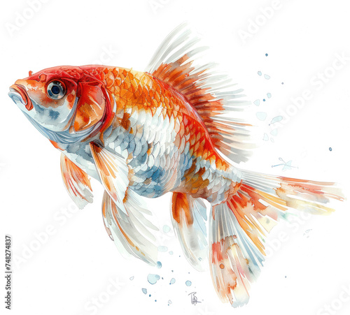 a watercolor clown fish small