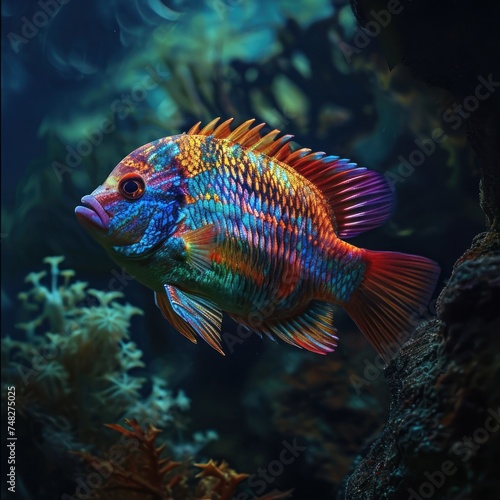 a colorful fish swimming in water