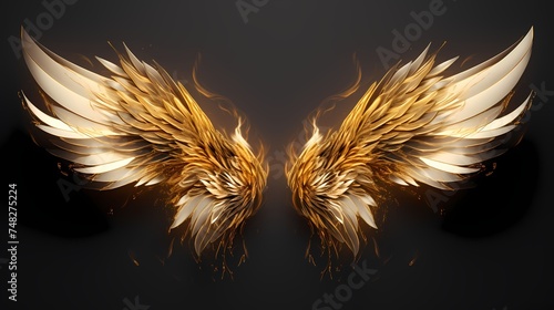Golden Angel Wings Isolated photo