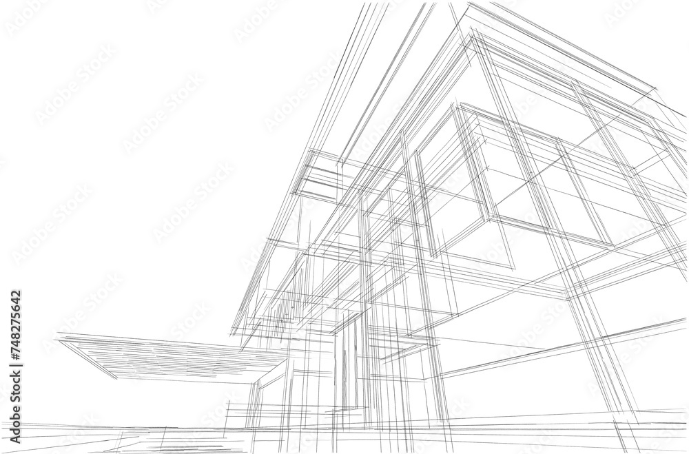 Fototapeta premium architectural drawing 3d illustration