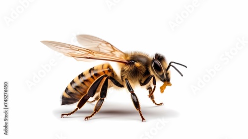 honey bee landing isolated on transparent background cutout