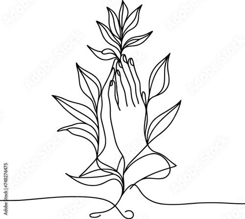 christian pray in continuous line drawing, minimalist, simplicity contour, 