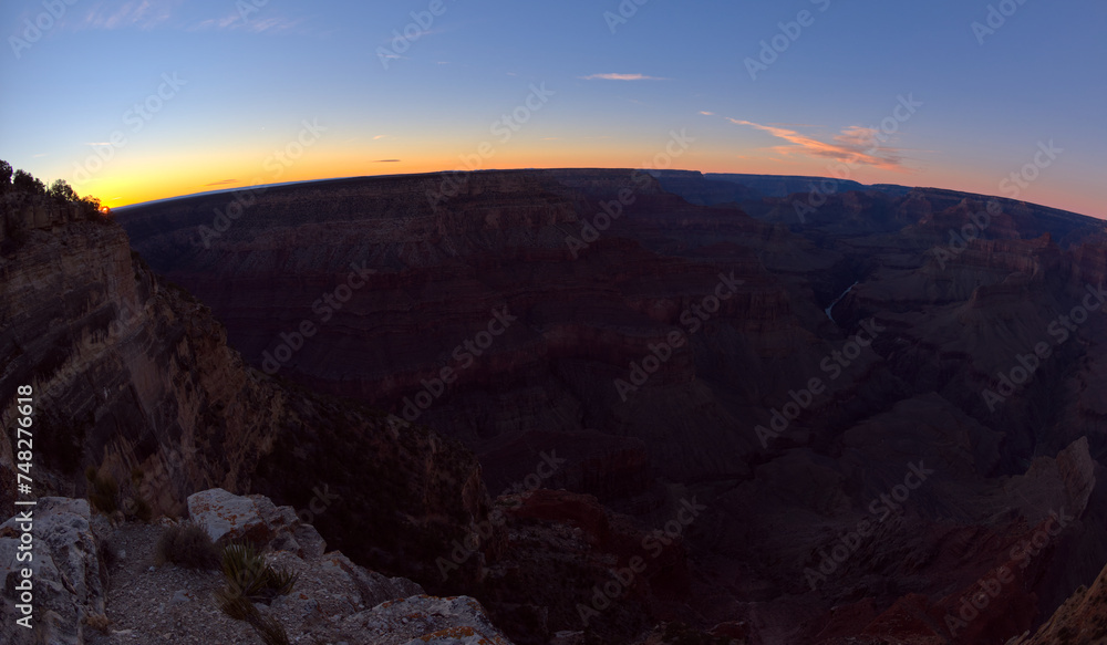 Grand Canyon view from Pima Point at sundown