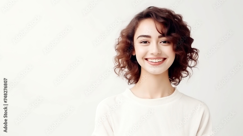 The image showcases a young woman with short brown hair and a warm smile, wearing a white t-shirt. She exudes a friendly and approachable vibe against a solid white backdrop. The image showcases a young woman with short brown hair and a warm smile, wearing a white t-shirt. She exudes a friendly and approachable vibe against a solid white backdrop.