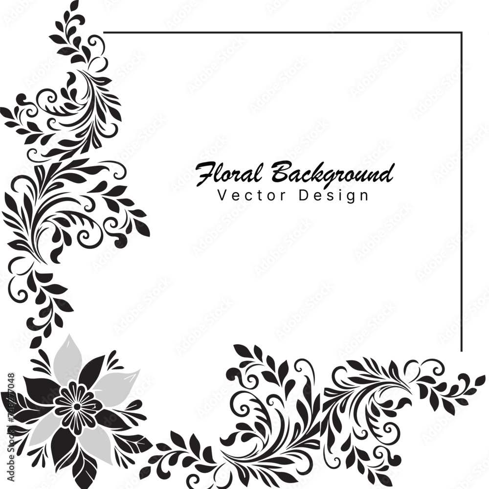 Free vector frame with floral lines , Free vector retro floral frame design