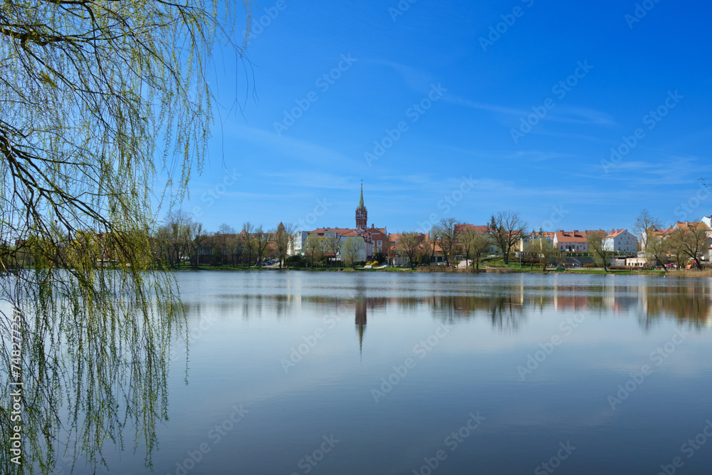 2023-04-21 view of the ancient city ketrzyn from the lake. ketrzyn. poland,