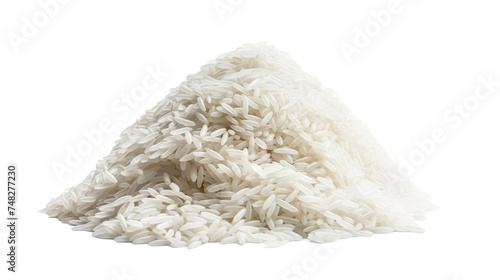 Pile of brown rice, brown rice in a wooden bowl isolated on transparent a white background