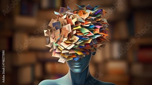 Learning To Read And Reading Comprehension Or Language Spoken And Autistic Spectrum Or Dyslexia Disorder Concept As A Human Head As A Mental Health Symbol. photo