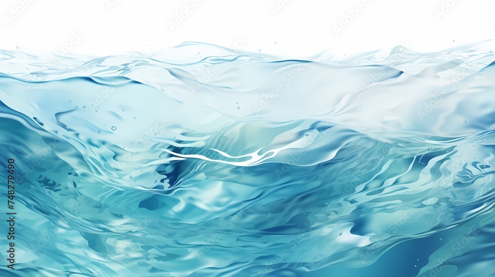 Copy space surface water texture for background. Water isolated with white room for text. Calm relaxing clear sea top level.