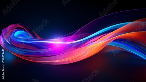 Neon colour purple lines on black background. Creative abstract wallpaper.