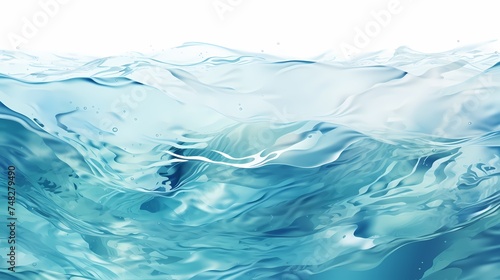 Copy space surface water texture for background. Water isolated with white room for text. Calm relaxing clear sea top level. © Michel 