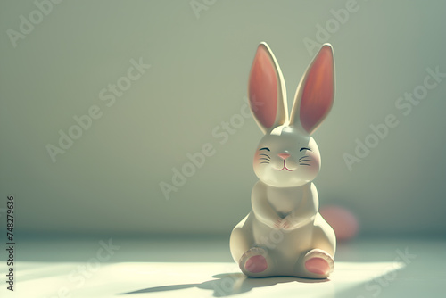 Figurine of a rabbit on the table. Easter concept