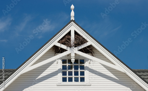 A nest under the roof of a white house, or in other words, a nest within a nest.