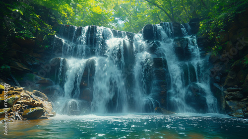 Waterfall hidden in the tropical jungle