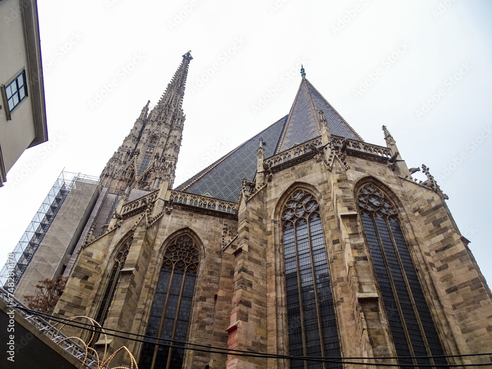 View of Vienna cathedral from below (Austria)