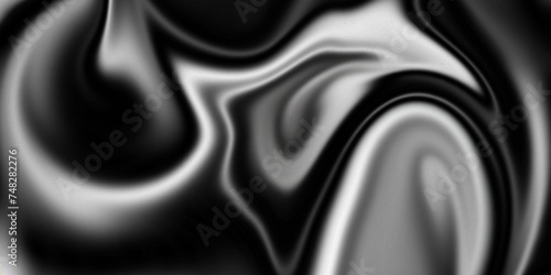 Abstract flowing liquid curve line. Silver black metallic. Modern fluid background. Black and silver background. Beautiful Marbling liquify