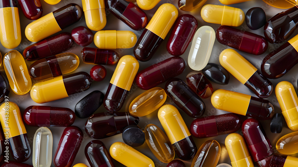 colorful pills wallpaper. Generative AI colorful pills wallpaper. Generative AI