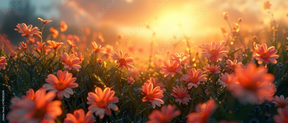 A sun-kissed meadow, with soft-focus flowers, rustic charm, vintage feel, captures spring essence in peaceful nature. A sun-kissed meadow, with soft-focus flowers, rustic charm, vintage feel, captures spring essence in peaceful nature.