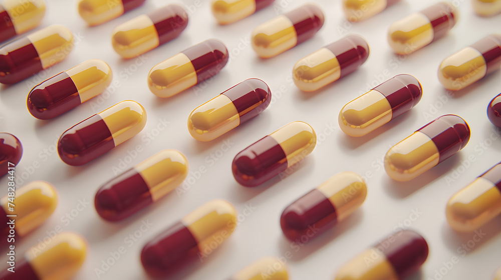 colorful pills on white background. Generative AI colorful pills on white background. Generative AI