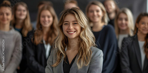 young happy business women. Generative AI © Jannik