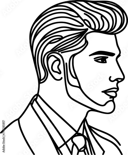 Wallpaper Mural male hairstyle  in continuous line drawing minimalist, simplicity contour, Torontodigital.ca