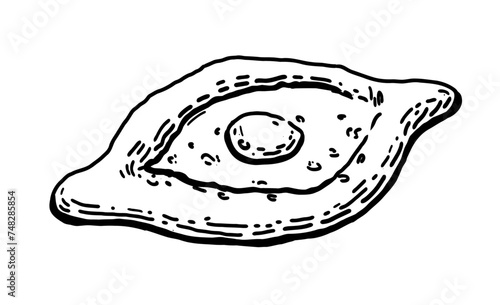 Khachapuri. Dish of Georgian cuisine. Vector illustration on white background