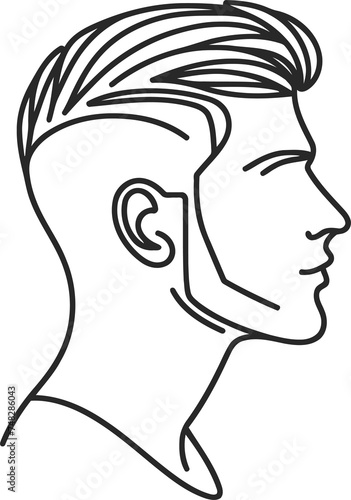 male hairstyle in continuous line drawing minimalist, simplicity contour,