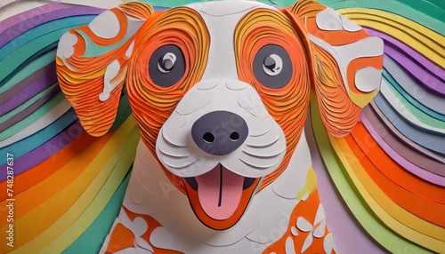 Un perro con mirada alegre hecho de plastilina de colores photo