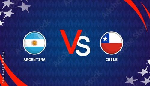 Chile vs Argentina broadcast template for sports Copa America 2024. vector illustration