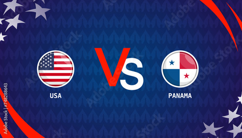 USA vs Panama broadcast template for sports Copa America 2024. vector illustration