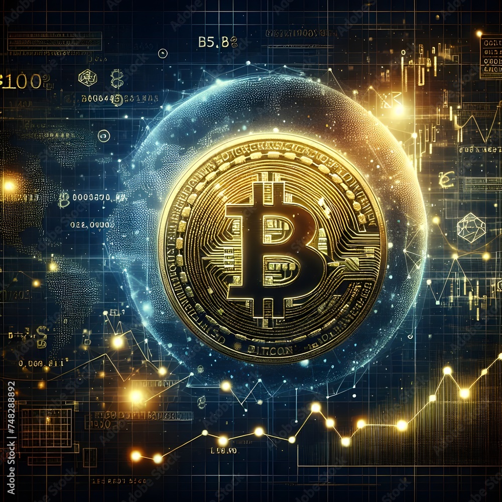 Bitcoin and Financial Graphs Illustration Bitcoin and Financial Graphs Illustration