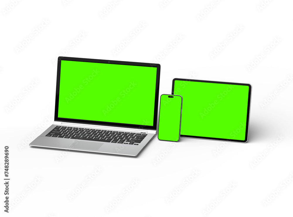 Mockup of laptop, tablet and smartphone on a transparent background Mockup of laptop, tablet and smartphone on a transparent background