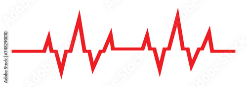 ECG, EKG cardiogram line icon. Heartbeat red line icon. Heart beat wave. Heartbeat sign in flat design. Heartbeat graph vector. vector illustration.