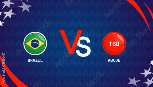 brazil vs TBD broadcast template for sports Copa America 2024. vector illustration