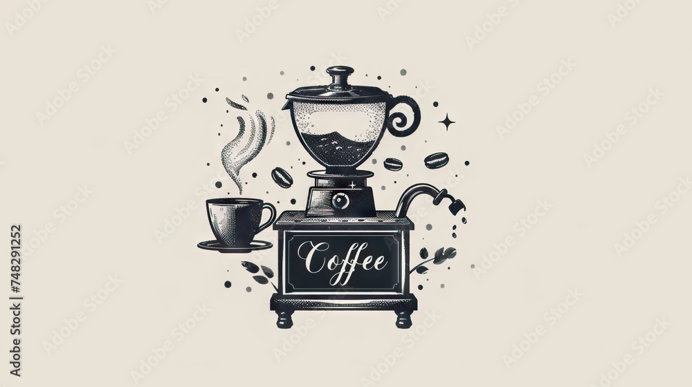 Roastery Vector Vintage Coffee Roastery Label: A label design with an old-fashioned ...