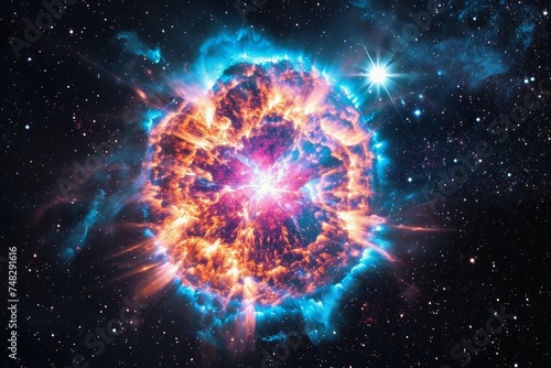 An exploding super nova in space.