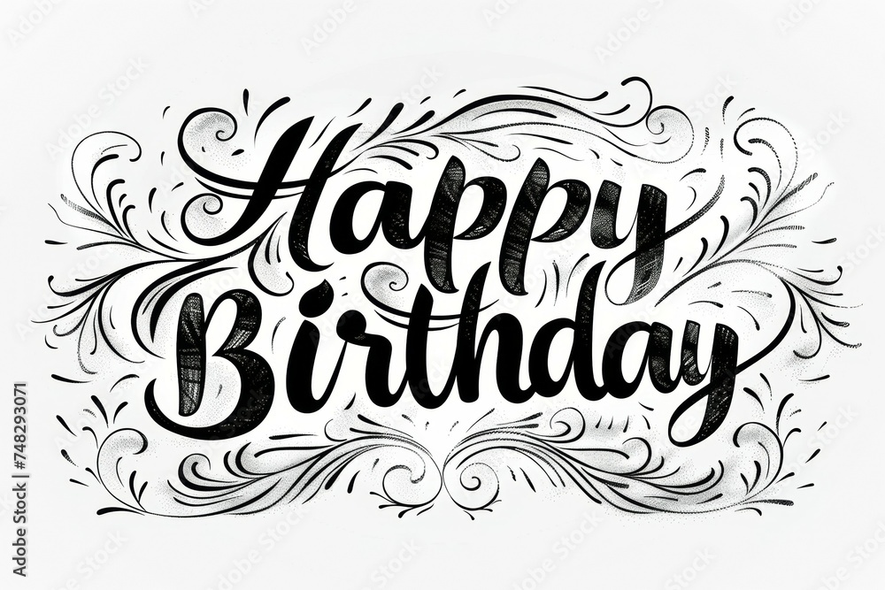 Lettering Happy Birthday. Light background with selective focus and copy space Lettering Happy Birthday. Light background with selective focus and copy space