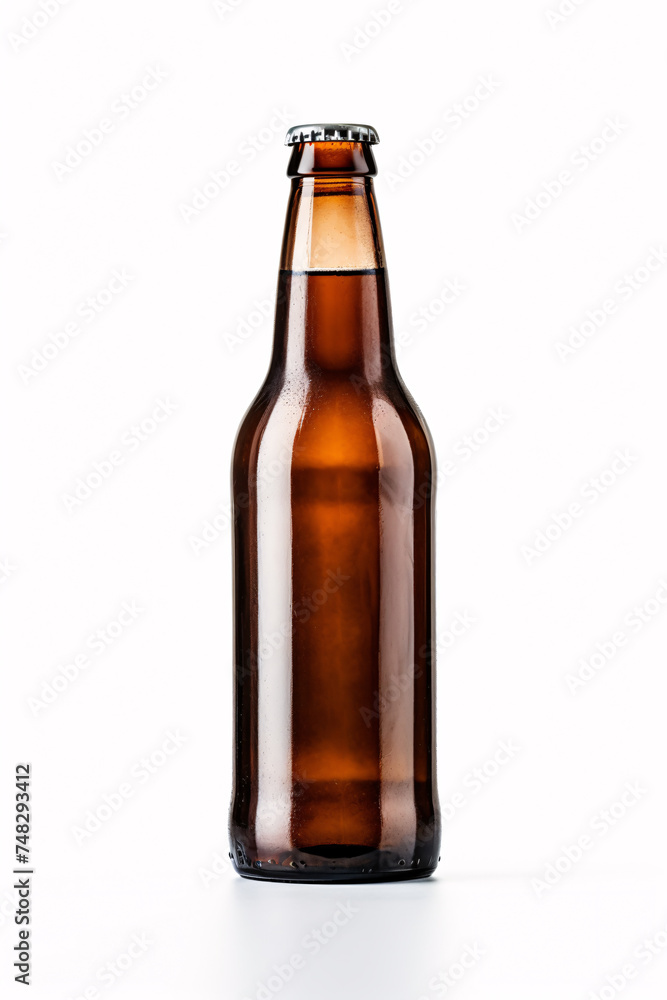 Brown glass beer bottle isolated on white background Brown glass beer bottle isolated on white background