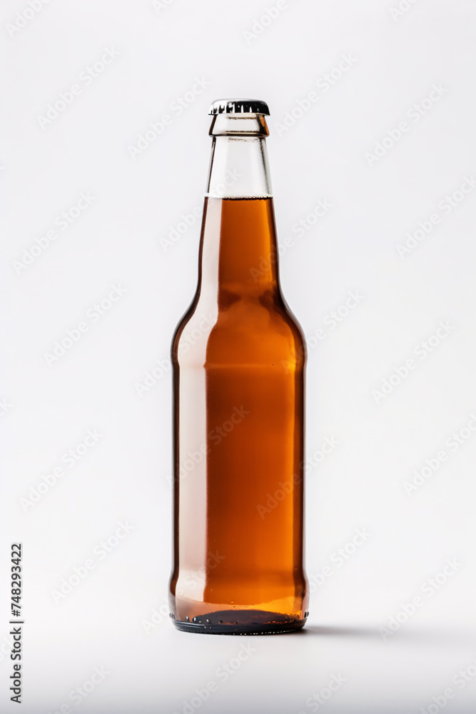 Brown glass beer bottle isolated on white background Brown glass beer bottle isolated on white background