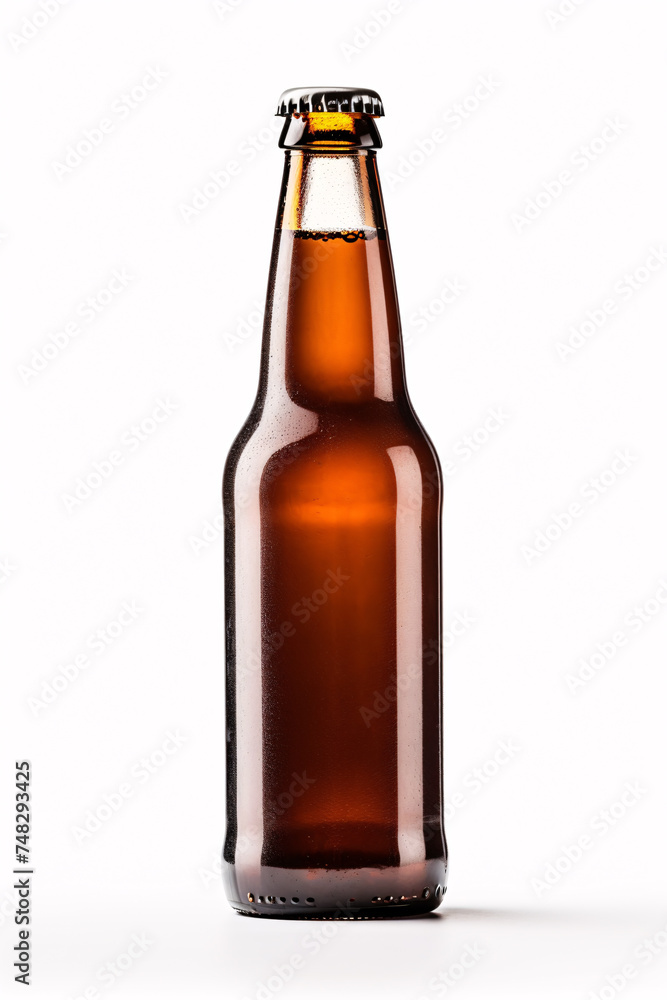 Brown glass beer bottle isolated on white background Brown glass beer bottle isolated on white background