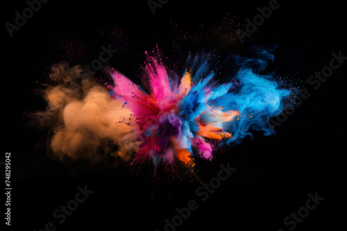 colorful pigment explosion on black background (2)