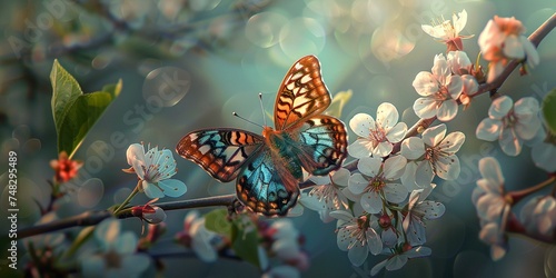 Enchanting Butterfly Perched on Spring Blossoms © Virginie Verglas
