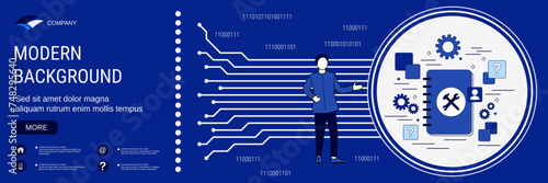 Digital technology banner vector design template. User guide, online support, hotline concept