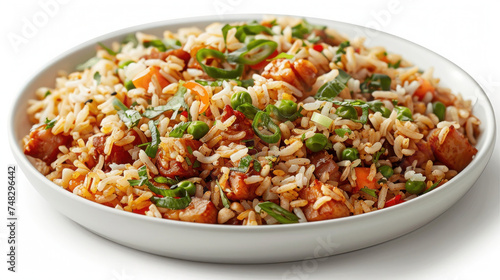 Spicy Vegetarian Fried Rice in a White Bowl