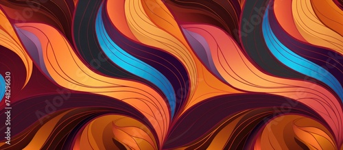 A vibrant seamless retro pattern background featuring a multitude of bright colors and wavy lines creating an abstract and dynamic visual effect. The lines flow and intertwine,