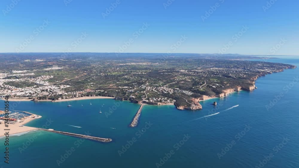 Aerial panoramic view of the Algarve littoral in the south of Portugal Aerial panoramic view of the Algarve littoral in the south of Portugal