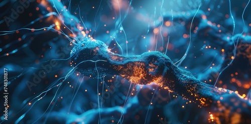 Vibrant Neural Network Visualization: AI, Technology, Data, Science