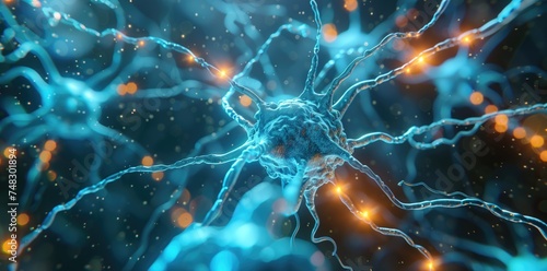 Vibrant Neural Network Visualization: AI, Technology, Data, Science