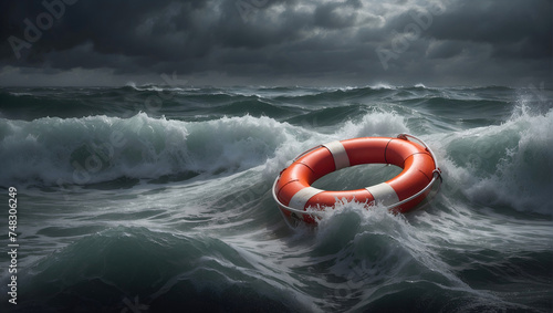 lifebuoy in the ocean